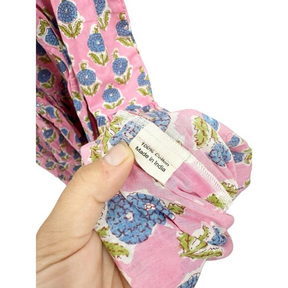 Darlington Isle Pink Floral Midi Dress 100% Cotton Preppy Charm Modest Womens XS - Picture 4 of 10